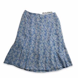 Vintage 90s Rena Rowan Blue & White Floral Print Cottage-Core Prairie Skirt
